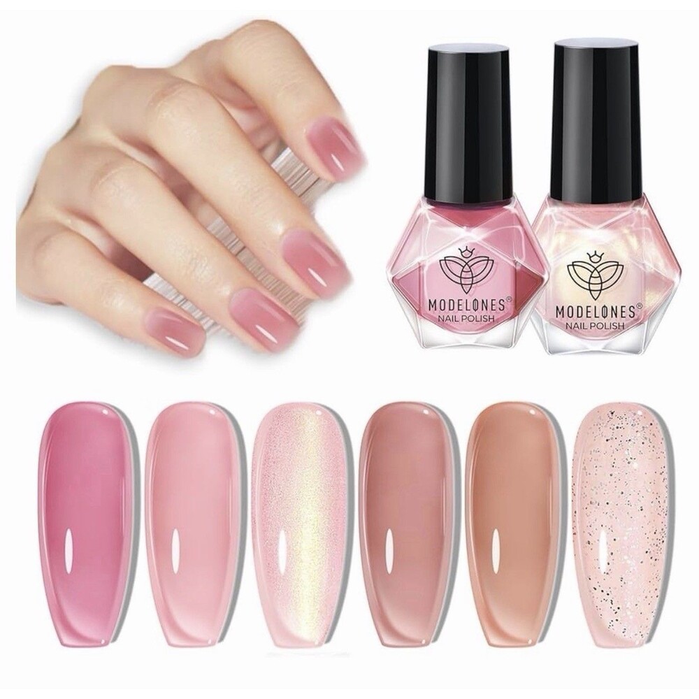 modelones Nail Polish Set, 6 Colors Jelly Nail Polish 2026 Translucent nude